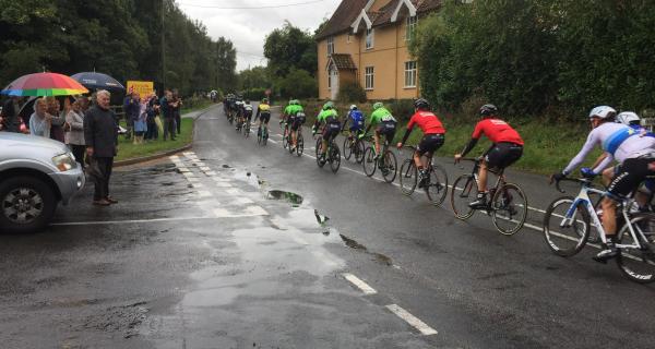 Tour of Britain riding through Parham, September 2017