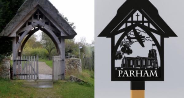 New sign based on Village Lych Gate