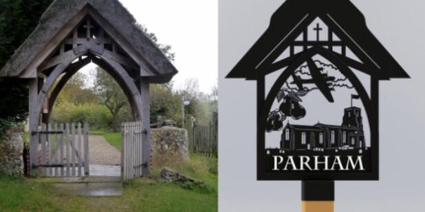 New sign based on Village Lych Gate